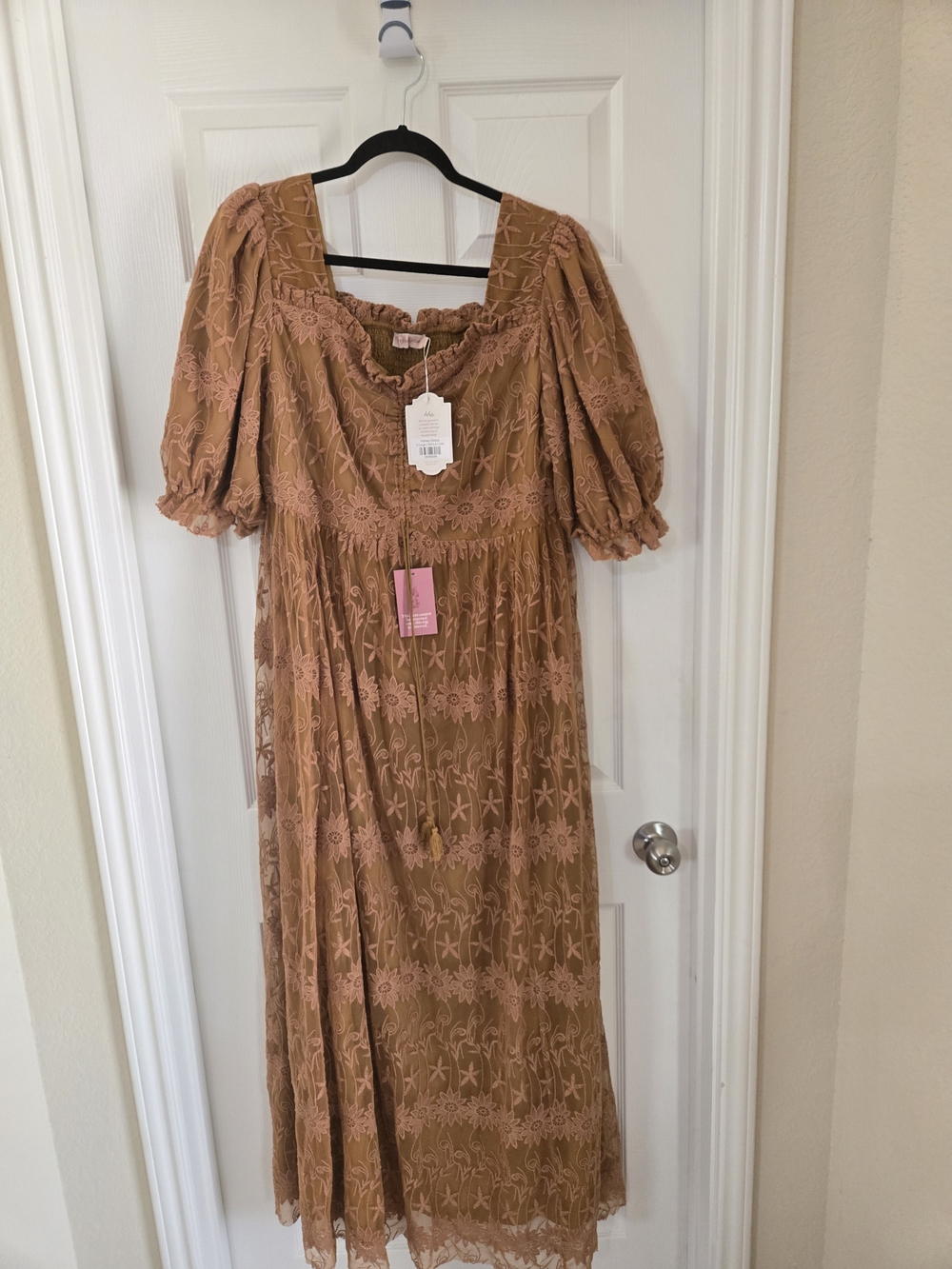 Ivy City Co Brown Lace Tiered Maxi Dress - Picture 3 of 15